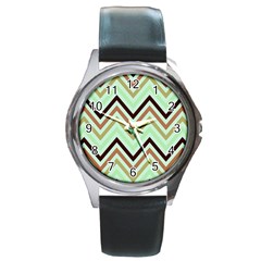 Chevron Iii Round Metal Watch by GardenOfOphir