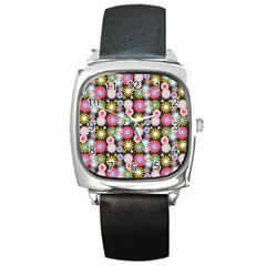 Pretty Flowers Square Metal Watch by GardenOfOphir