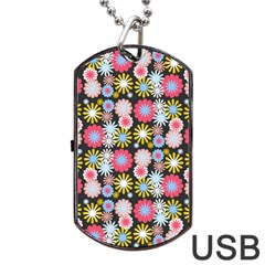 Pretty Flowers Dog Tag Usb Flash (one Side)