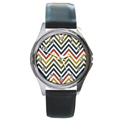 Chevron Ii Round Metal Watch by GardenOfOphir