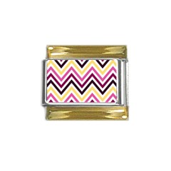 Pretty Chevron Gold Trim Italian Charm (9mm)