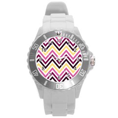 Pretty Chevron Round Plastic Sport Watch (l) by GardenOfOphir