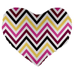 Pretty Chevron Large 19  Premium Heart Shape Cushions by GardenOfOphir