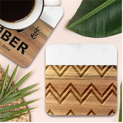 Pretty Chevron Marble Wood Coaster (square) by GardenOfOphir