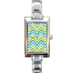 Green Chevron Rectangle Italian Charm Watch by GardenOfOphir