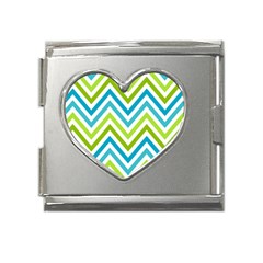 Green Chevron Mega Link Heart Italian Charm (18mm) by GardenOfOphir