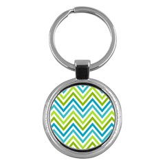 Green Chevron Key Chain (round) by GardenOfOphir