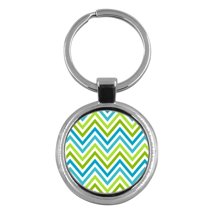 Green Chevron Key Chain (Round)