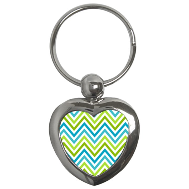 Green Chevron Key Chain (Heart)