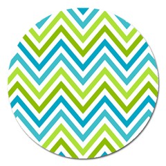 Green Chevron Magnet 5  (round) by GardenOfOphir