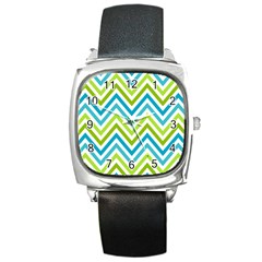 Green Chevron Square Metal Watch by GardenOfOphir