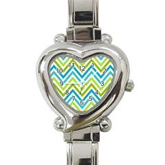 Green Chevron Heart Italian Charm Watch by GardenOfOphir