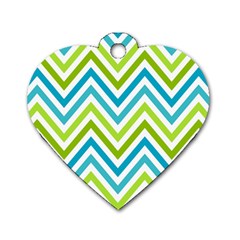 Green Chevron Dog Tag Heart (one Side) by GardenOfOphir