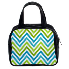 Green Chevron Classic Handbag (two Sides) by GardenOfOphir