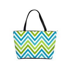 Green Chevron Classic Shoulder Handbag by GardenOfOphir