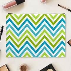 Green Chevron Cosmetic Bag (xl) by GardenOfOphir