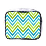 Green Chevron Mini Toiletries Bag (One Side) Front