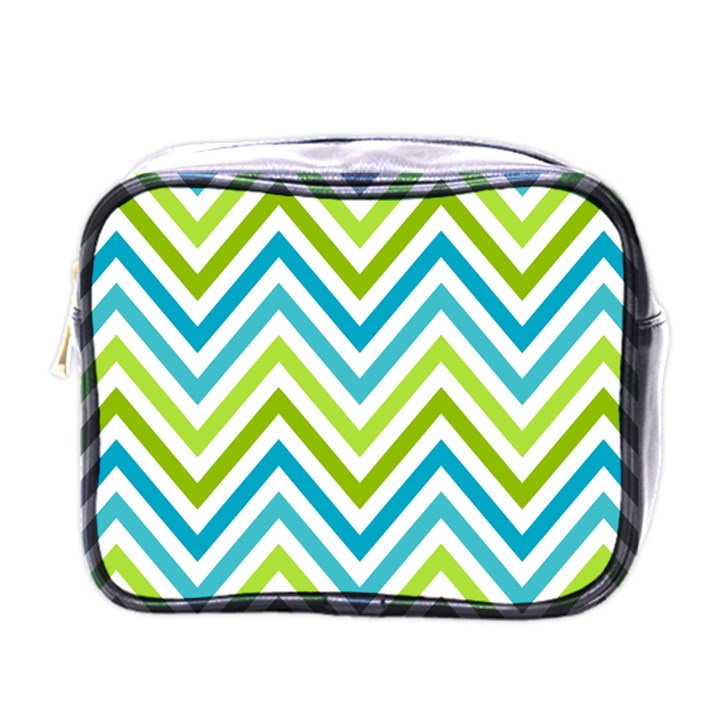 Green Chevron Mini Toiletries Bag (One Side)