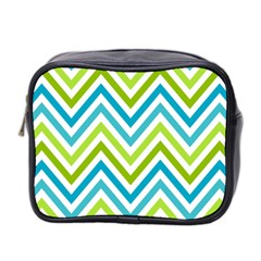 Green Chevron Mini Toiletries Bag (two Sides) by GardenOfOphir