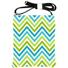 Green Chevron Shoulder Sling Bag by GardenOfOphir