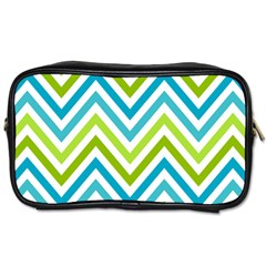 Green Chevron Toiletries Bag (one Side) by GardenOfOphir