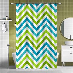 Green Chevron Shower Curtain 48  X 72  (small)  by GardenOfOphir