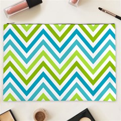 Green Chevron Cosmetic Bag (xxl) by GardenOfOphir