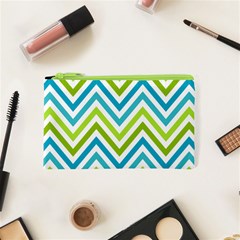 Green Chevron Cosmetic Bag (xs) by GardenOfOphir