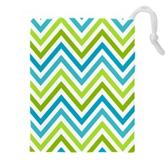 Green Chevron Drawstring Pouch (4xl) by GardenOfOphir