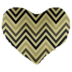 Mute Chevron Large 19  Premium Flano Heart Shape Cushions by GardenOfOphir