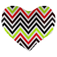 Chevron Large 19  Premium Heart Shape Cushions by GardenOfOphir