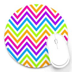 Bright Chevron Round Mousepad by GardenOfOphir