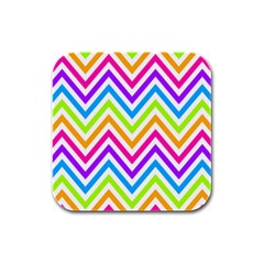 Bright Chevron Rubber Square Coaster (4 Pack) by GardenOfOphir