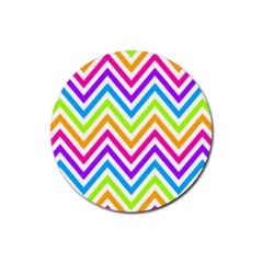 Bright Chevron Rubber Coaster (round) by GardenOfOphir