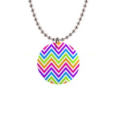 Bright Chevron 1  Button Necklace by GardenOfOphir