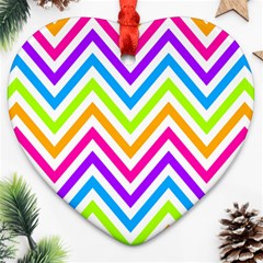 Bright Chevron Heart Ornament (two Sides) by GardenOfOphir