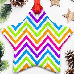 Bright Chevron Star Ornament (two Sides) by GardenOfOphir