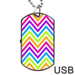 Bright Chevron Dog Tag Usb Flash (two Sides) by GardenOfOphir