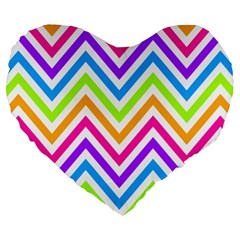 Bright Chevron Large 19  Premium Heart Shape Cushions by GardenOfOphir