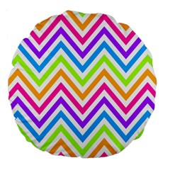 Bright Chevron Large 18  Premium Flano Round Cushions by GardenOfOphir