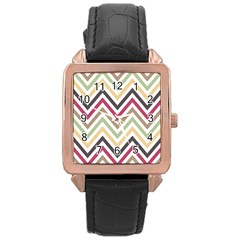 Colorful Chevron Rose Gold Leather Watch 