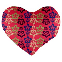 Pattern 102 Large 19  Premium Heart Shape Cushions by GardenOfOphir