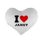 I love janet Standard 16  Premium Flano Heart Shape Cushions Back