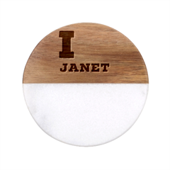 I Love Janet Classic Marble Wood Coaster (round)  by ilovewhateva