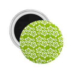 Lime Green Flowers Pattern 2 25  Magnets by GardenOfOphir