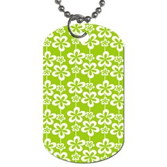 Lime Green Flowers Pattern Dog Tag (one Side) by GardenOfOphir