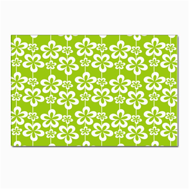 Lime Green Flowers Pattern Postcard 4 x 6  (Pkg of 10)