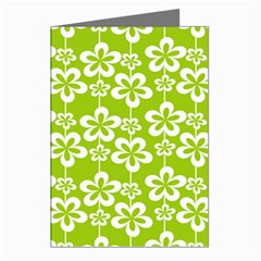 Lime Green Flowers Pattern Greeting Cards (pkg Of 8) by GardenOfOphir