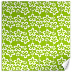 Lime Green Flowers Pattern Canvas 12  X 12  by GardenOfOphir