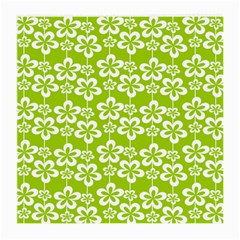 Lime Green Flowers Pattern Medium Glasses Cloth (2 Sides) by GardenOfOphir